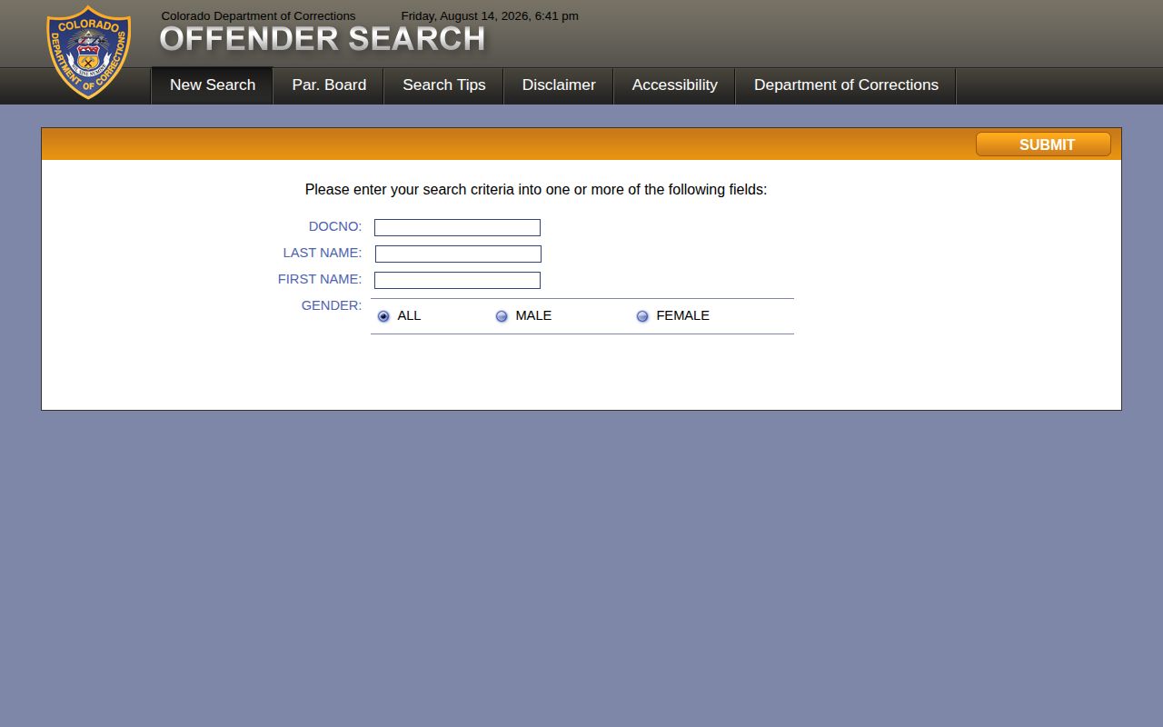 Colorado offender search for a sentenced Archuleta County booking